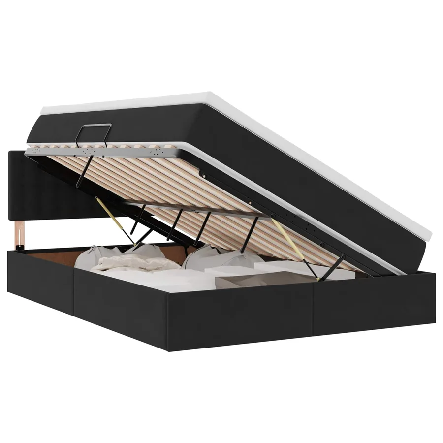 Lit de Rangement avec matelas Noir 140 x 200 cm Velours - 2