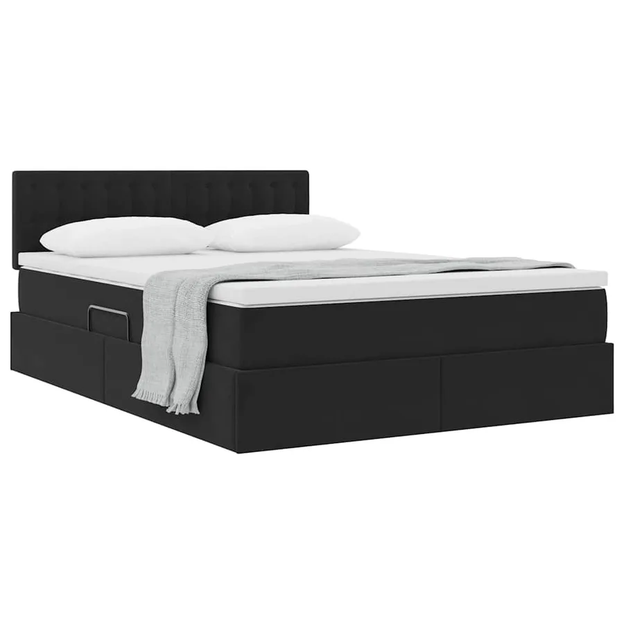 Lit de Rangement avec matelas Noir 140 x 200 cm Velours - 3