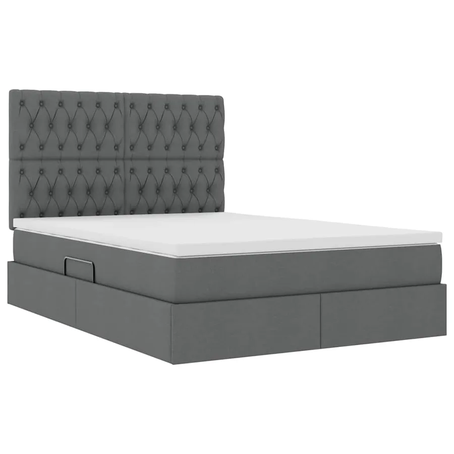 Lit de rangement LED avec matelas Gris foncé 140 x 200 cm Tissu - 6