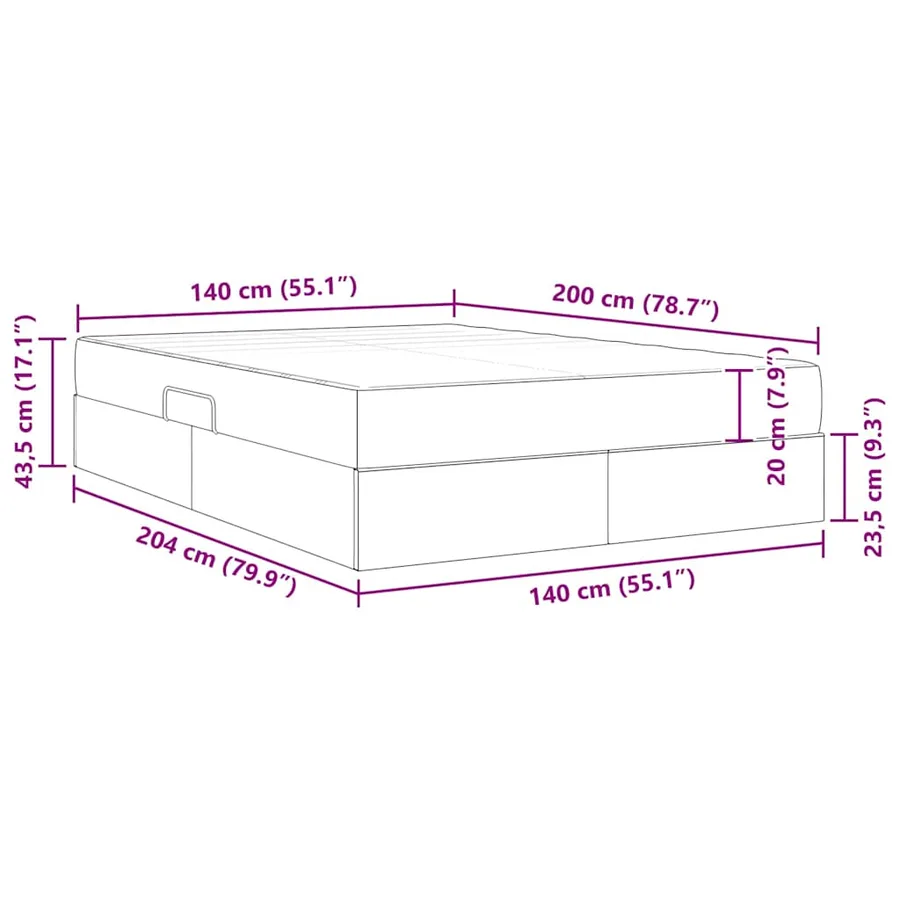 Lit avec rangement et matelas Gris clair 140 x 200 cm Polyester - 16