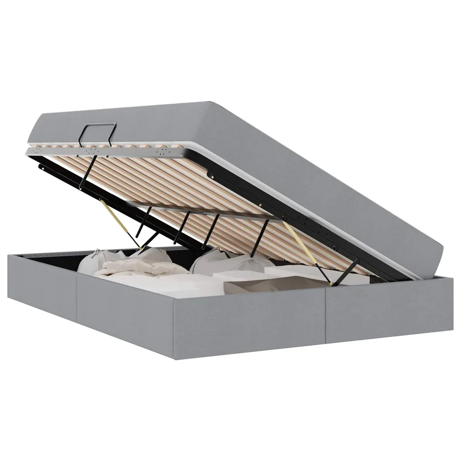 Lit avec rangement et matelas Gris clair 140 x 200 cm Polyester - 2
