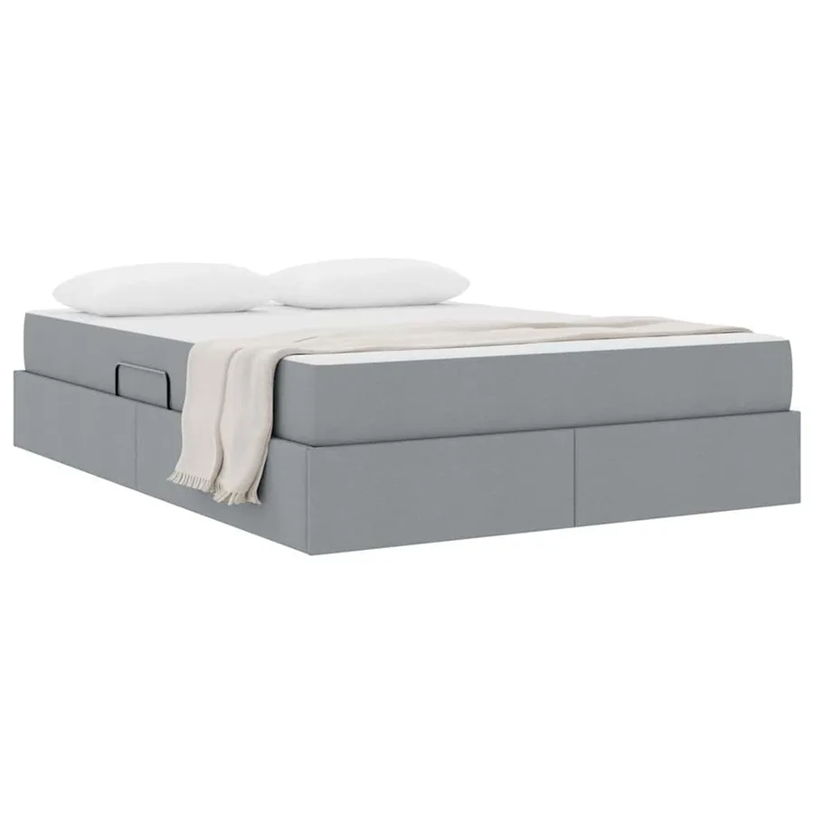 Lit avec rangement et matelas Gris clair 140 x 200 cm Polyester - 3