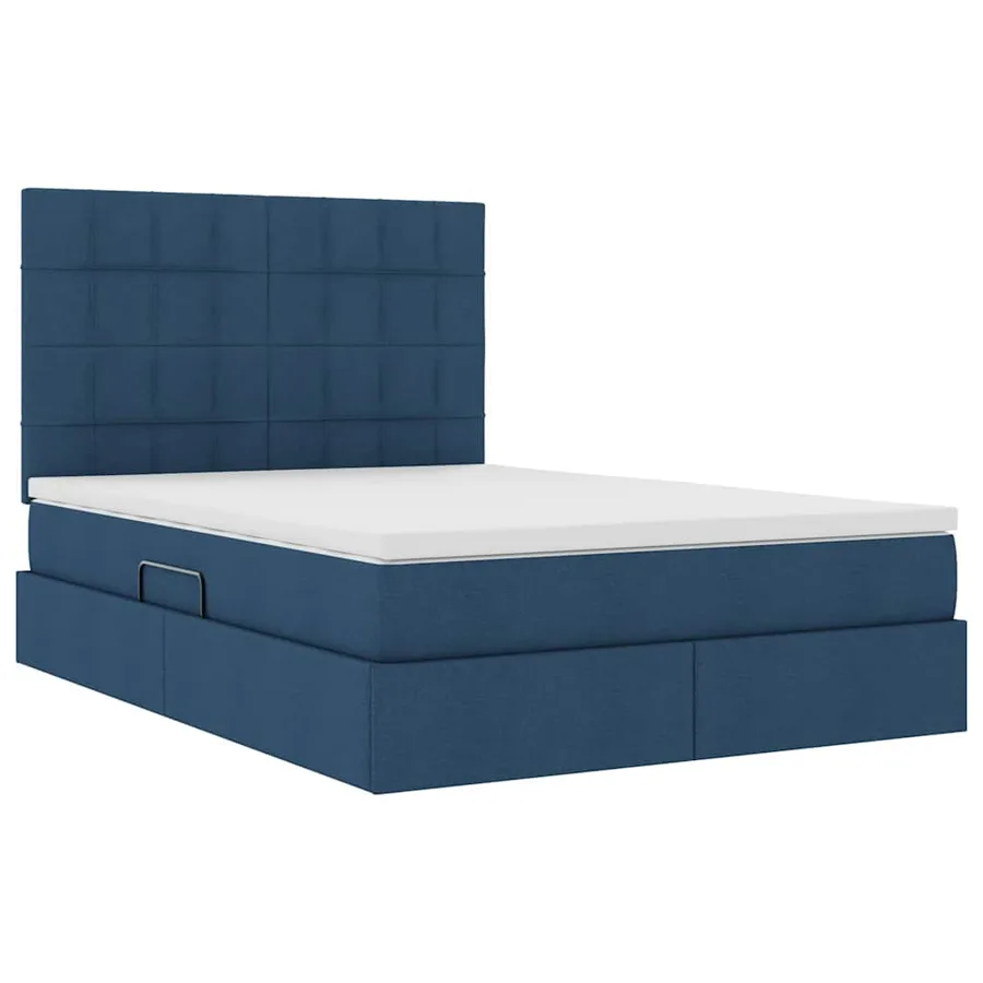 Lit de rangement LED avec matelas Bleu 140 x 200 cm Tissu - 6