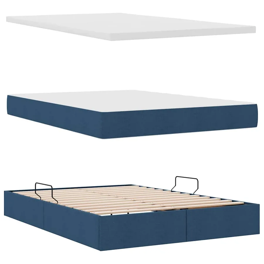 Lit de rangement LED avec matelas Bleu 140 x 200 cm Tissu - 9