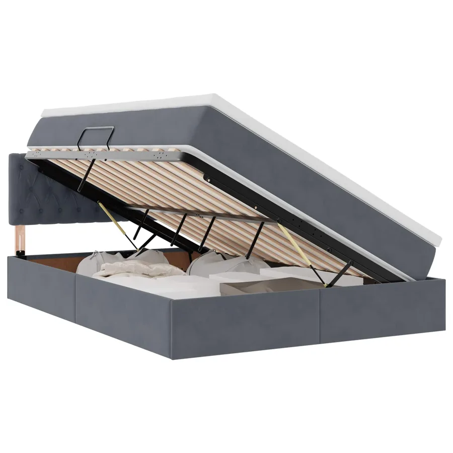 Lit de rangement LED avec matelas Gris foncé 140 x 200 cm - 2