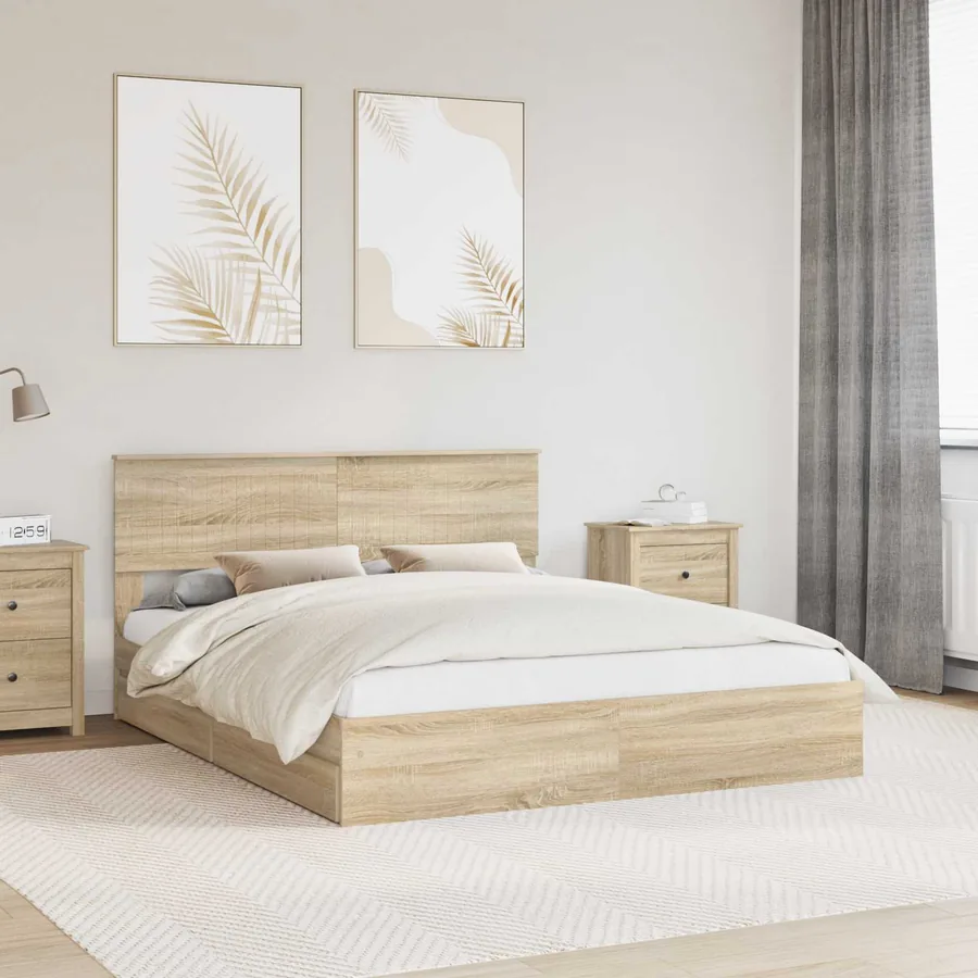 Lit de Rangement Chêne Sonoma 160 x 200 cm Bois d'ingénierie
