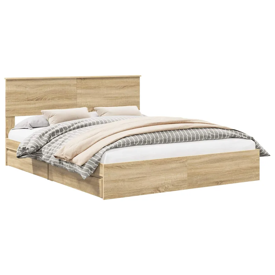 Lit de Rangement Chêne Sonoma 160 x 200 cm Bois d'ingénierie - 2