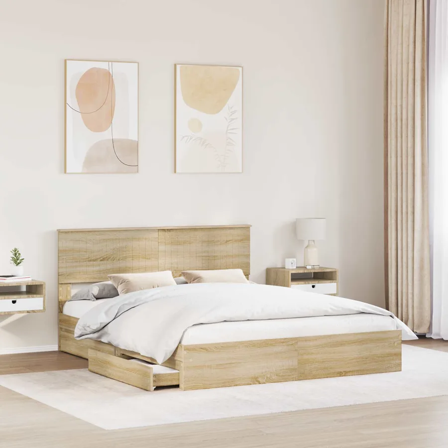 Lit de Rangement Chêne Sonoma 160 x 200 cm Bois d'ingénierie - 3