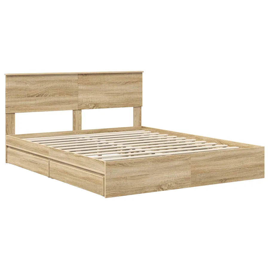 Lit de Rangement Chêne Sonoma 160 x 200 cm Bois d'ingénierie - 4