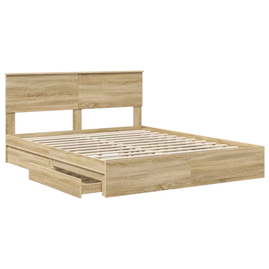 Lit de Rangement Chêne Sonoma 160 x 200 cm Bois d'ingénierie - 5