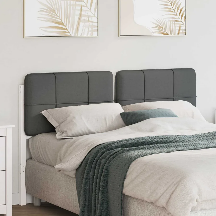 Tête de lit capitonnée Blanc et gris clair 140 cm Pin massif