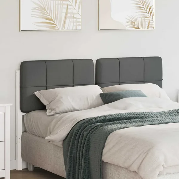 Tête de lit capitonnée Blanc et gris clair 140 cm Pin massif