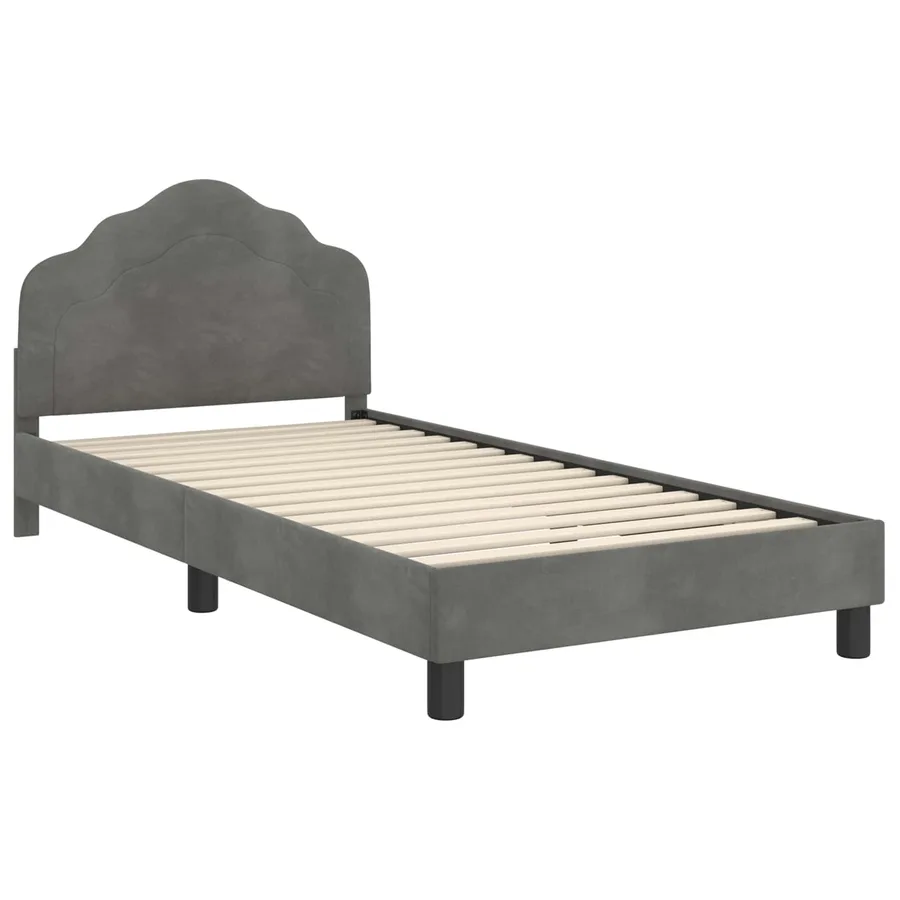 Cadre de lit pour enfants avec tête de lit Gris foncé Velours - 4