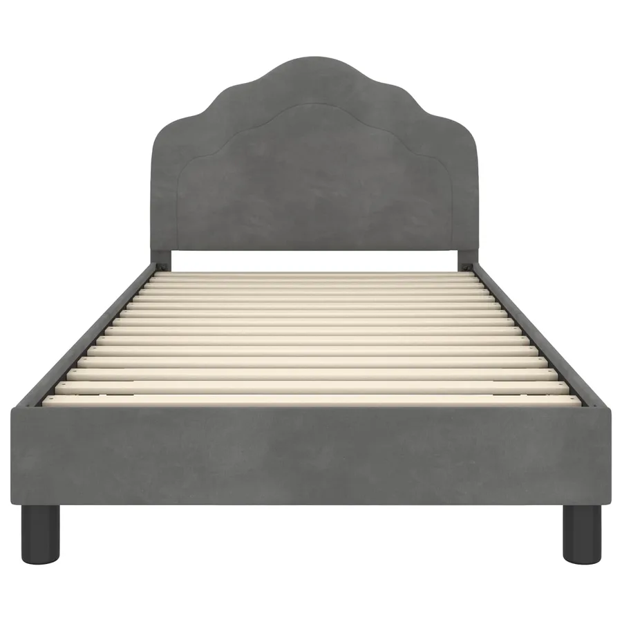 Cadre de lit pour enfants avec tête de lit Gris foncé Velours - 5