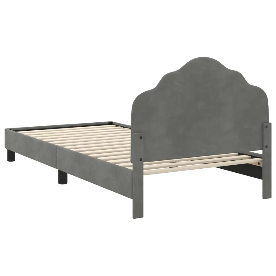 Cadre de lit pour enfants avec tête de lit Gris foncé Velours - 7