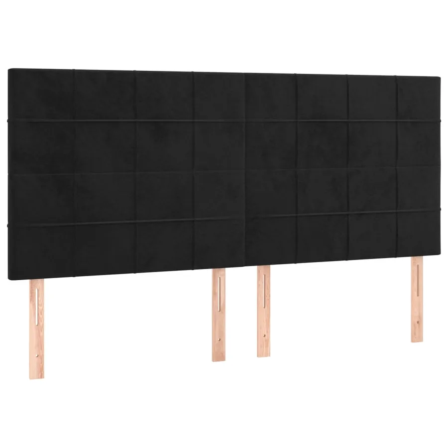 Sommier à lattes de lit matelas et LED Noir 200x200 cm Velours - 7