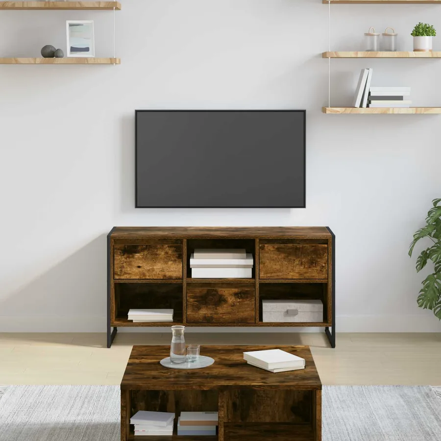 Meuble TV Chêne Fumé 100 x 36 x 49,5 cm Bois d'ingénierie