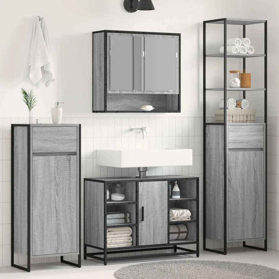 Cabinet de salle de bain Gris Sonoma 40 x 30 x 180 cm
