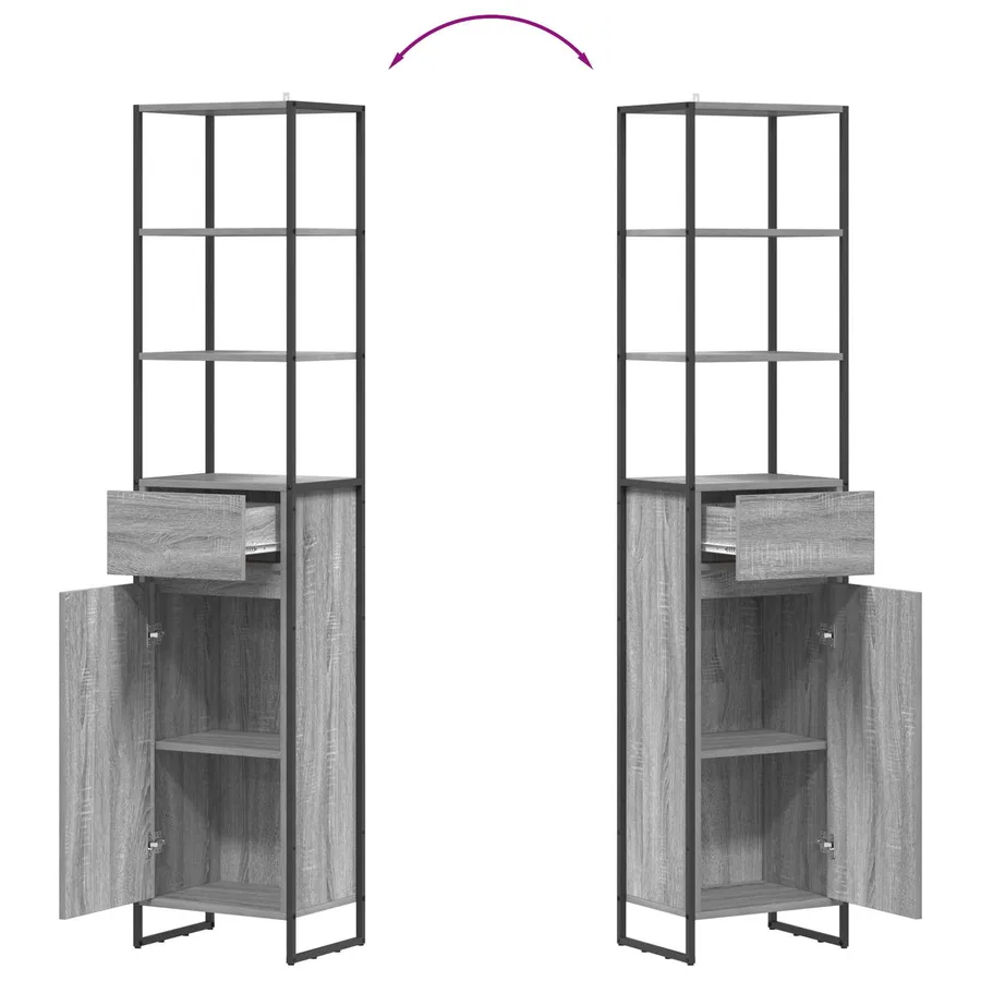 Cabinet de salle de bain Gris Sonoma 40 x 30 x 180 cm - 10