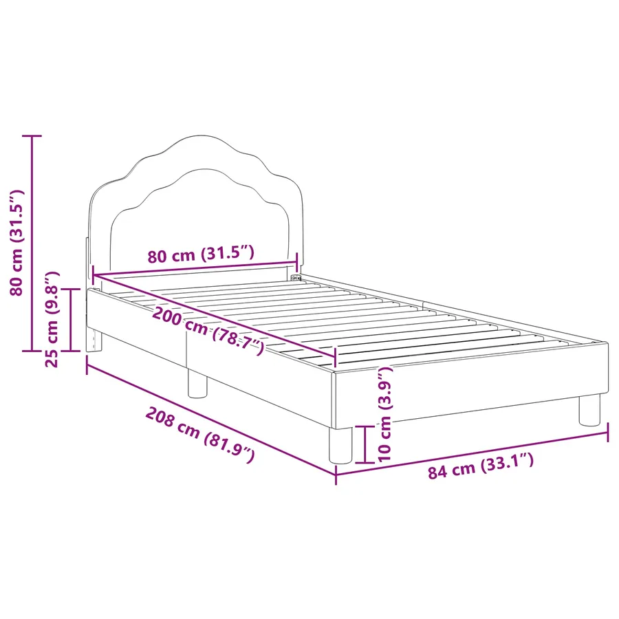 Cadre de lit pour enfants avec tête de lit Pourpre 80 x 200 cm - 10