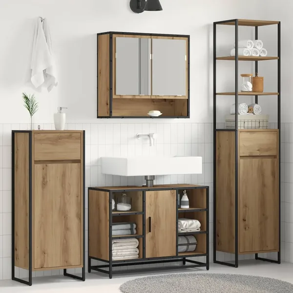 Cabinet de salle de bain Chêne artisan 40 x 30 x 180 cm