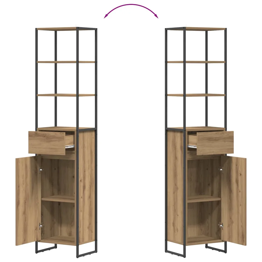 Cabinet de salle de bain Chêne artisan 40 x 30 x 180 cm - 10
