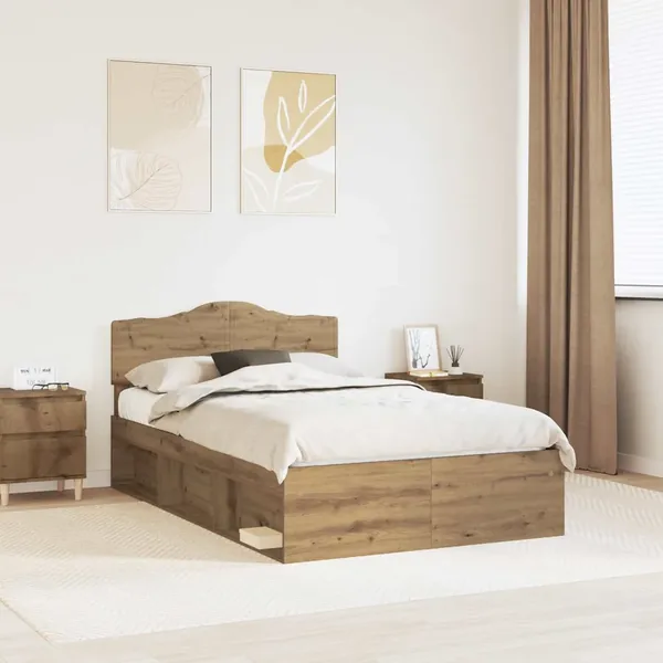 Cadre de lit Chêne artisan 135 x 190 cm Bois de pin massif