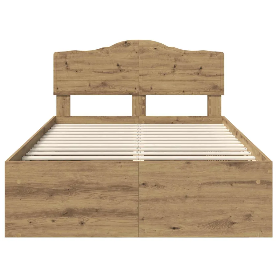 Cadre de lit Chêne artisan 135 x 190 cm Bois de pin massif - 7