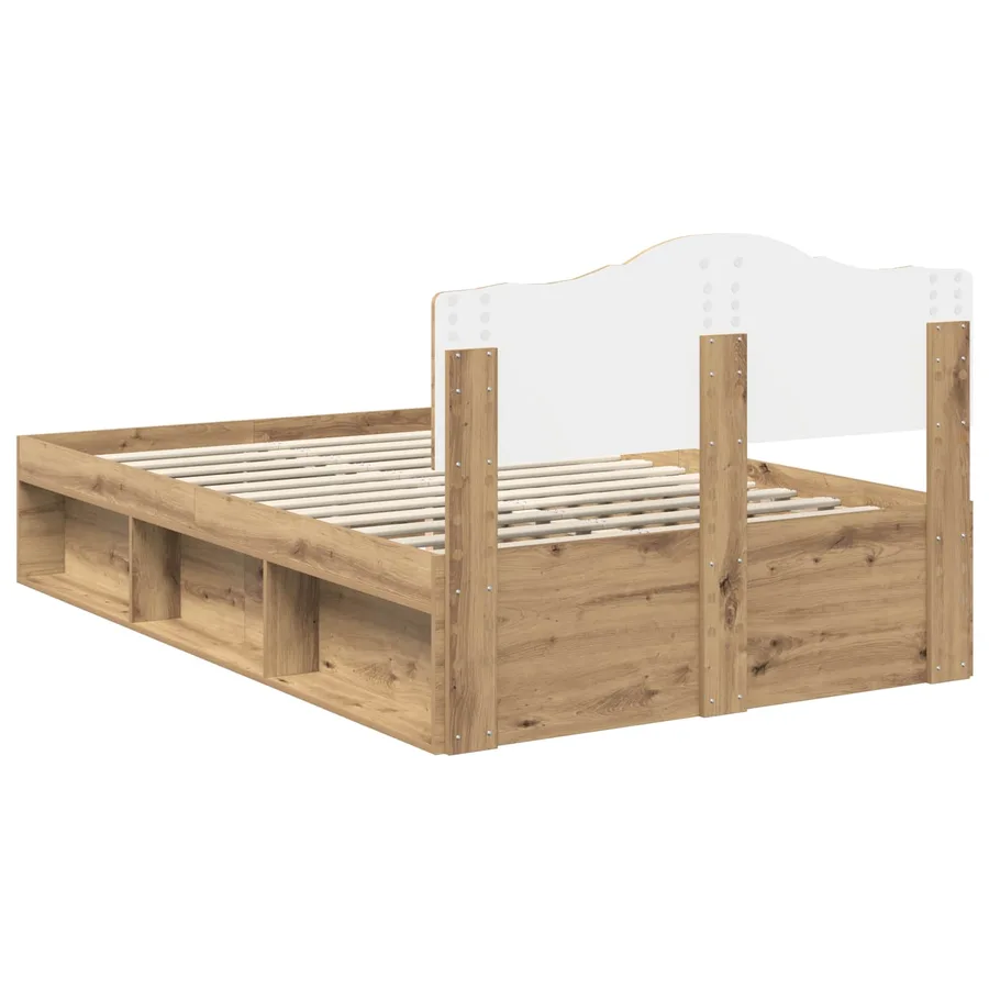 Cadre de lit Chêne artisan 135 x 190 cm Bois de pin massif - 9