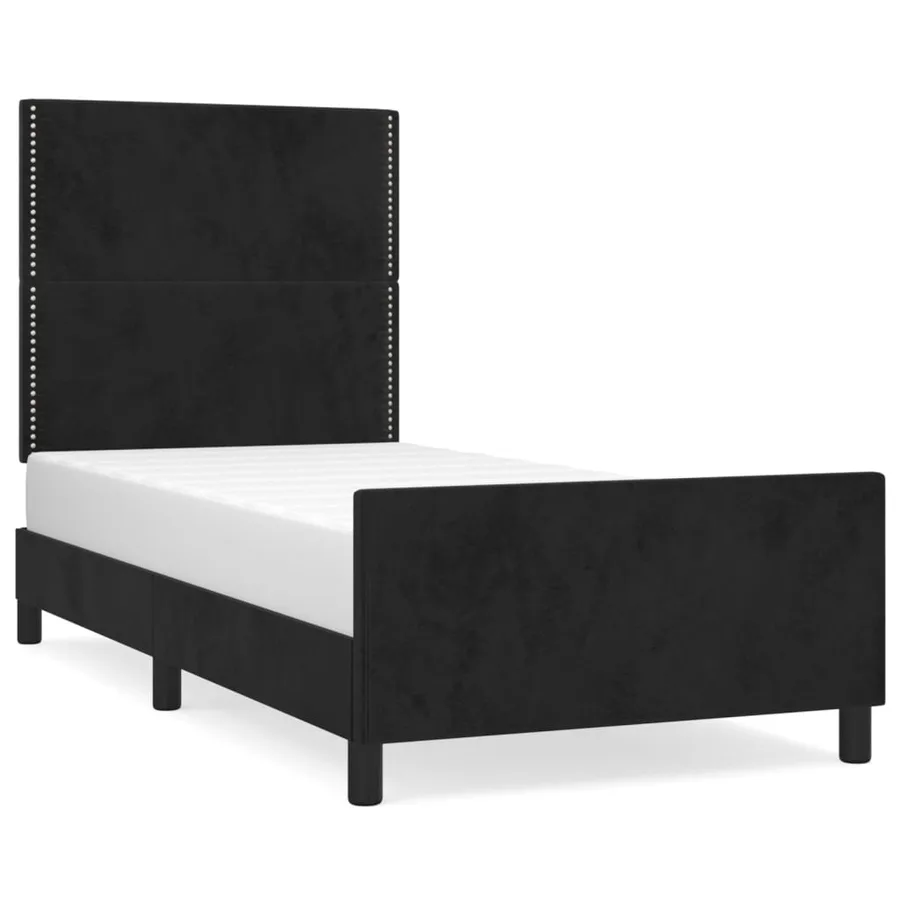 Cadre de lit sans matelas noir 90x190 cm velours - 2
