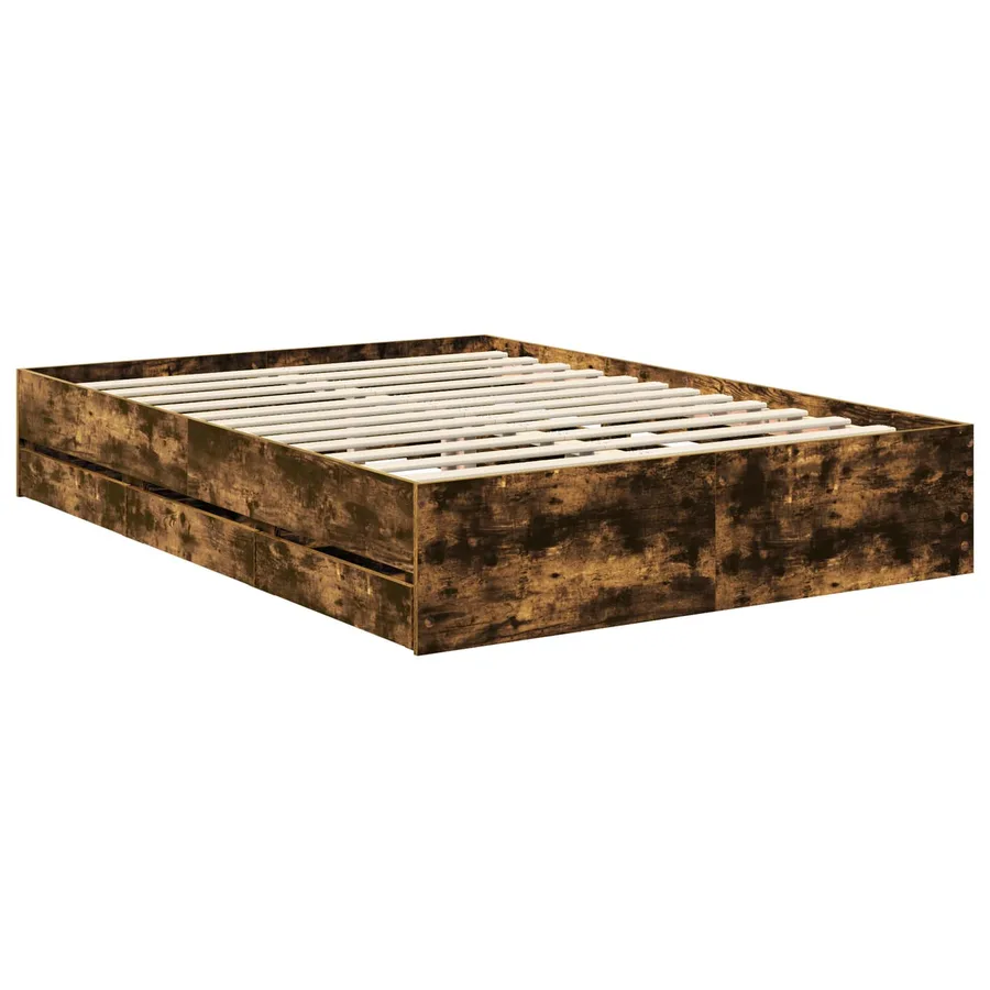 Cadre de lit Chêne fumé 135 x 190 cm Bois Ingénierie - 6