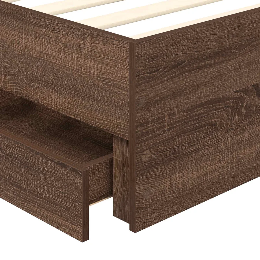 Cadre de lit Chêne brun 100 x 200 cm Bois Ingénierie - 11