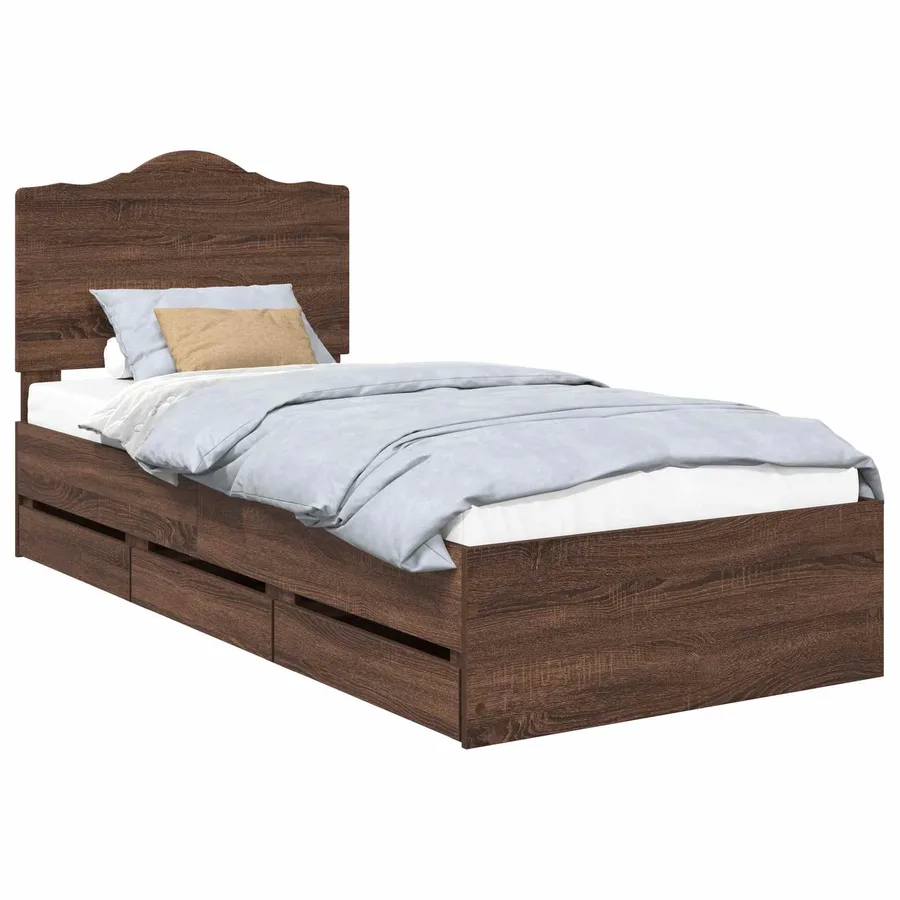 Cadre de lit Chêne brun 100 x 200 cm Bois Ingénierie - 2