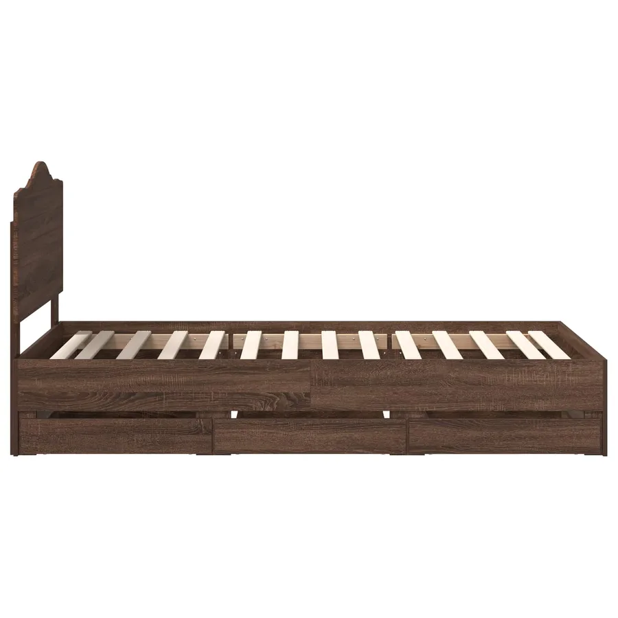 Cadre de lit Chêne brun 100 x 200 cm Bois Ingénierie - 9
