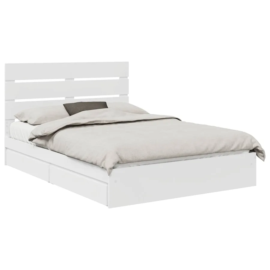 Lit de Rangement Blanc 140 x 190 cm Bois d'ingénierie - 2