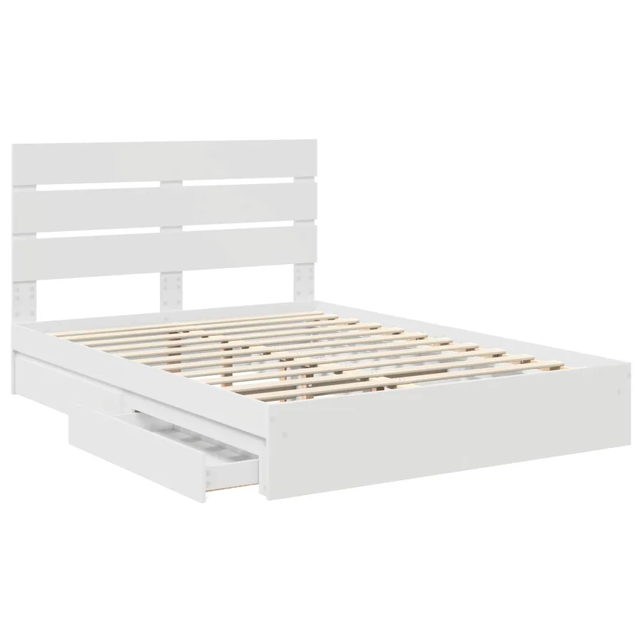 Lit de Rangement Blanc 140 x 190 cm Bois d'ingénierie - 5