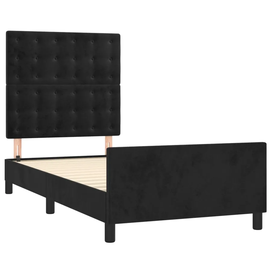 Cadre de lit sans matelas noir 90x190 cm velours - 4