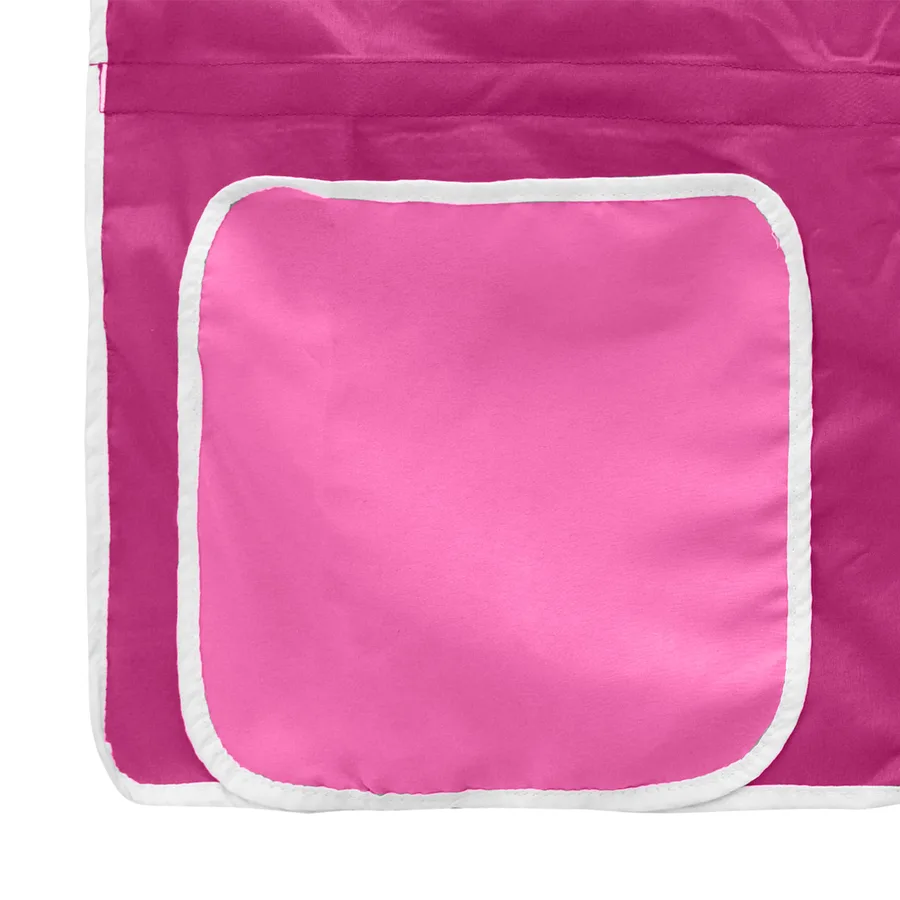 Cadre de Lit Mezzanine pour Enfants avec Rideaux Blanc et rose - 11
