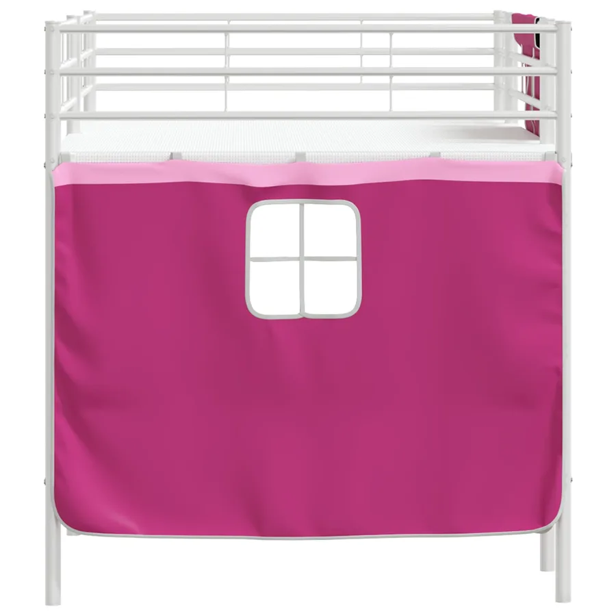 Cadre de Lit Mezzanine pour Enfants avec Rideaux Blanc et rose - 9
