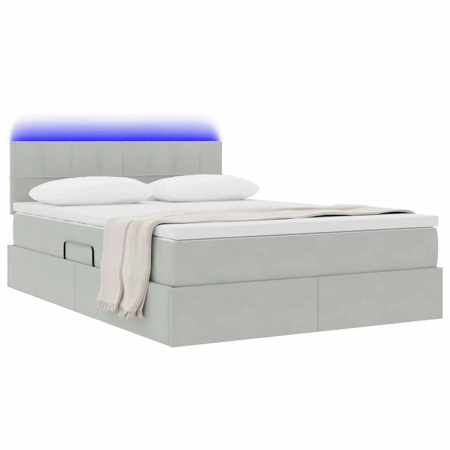 Lit de rangement LED avec matelas Gris clair 140 x 200 cm - 3