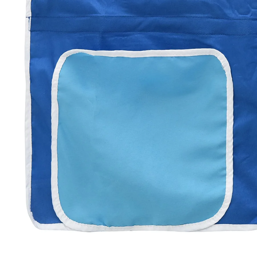 Cadre de Lit Mezzanine pour Enfants avec Rideaux Blanc et Bleu - 11