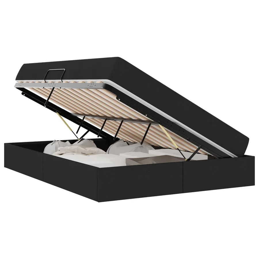 Lit avec rangement et matelas Noir 140 x 200 cm Polyester - 2