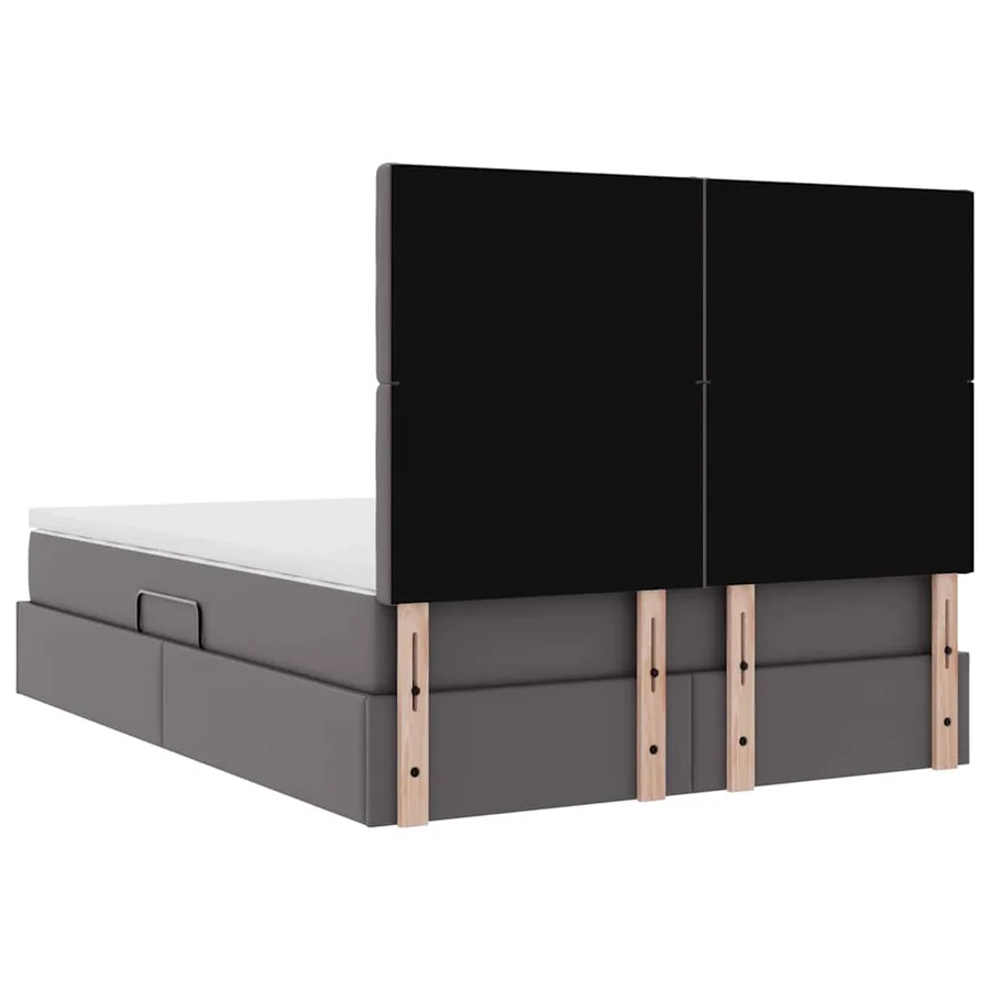 Lit de Rangement Gris 140 x 200 cm Cuir synthétique - 11