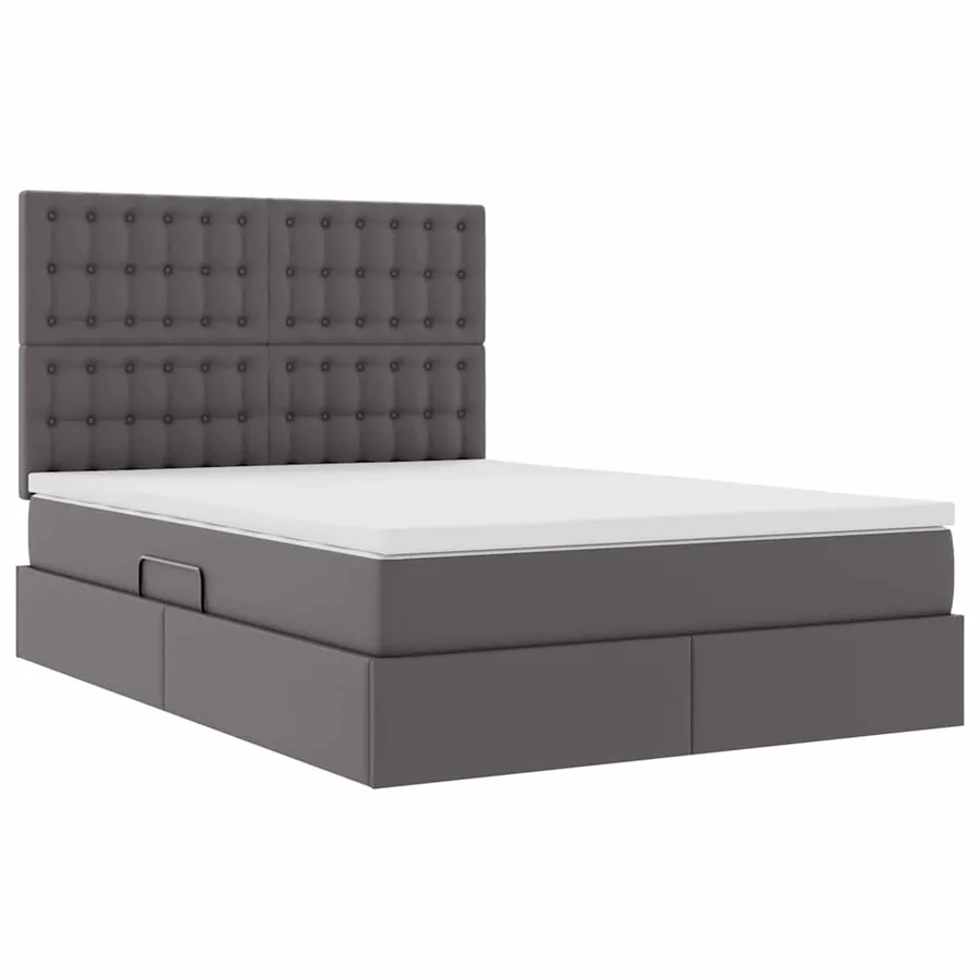 Lit de Rangement Gris 140 x 200 cm Cuir synthétique - 5