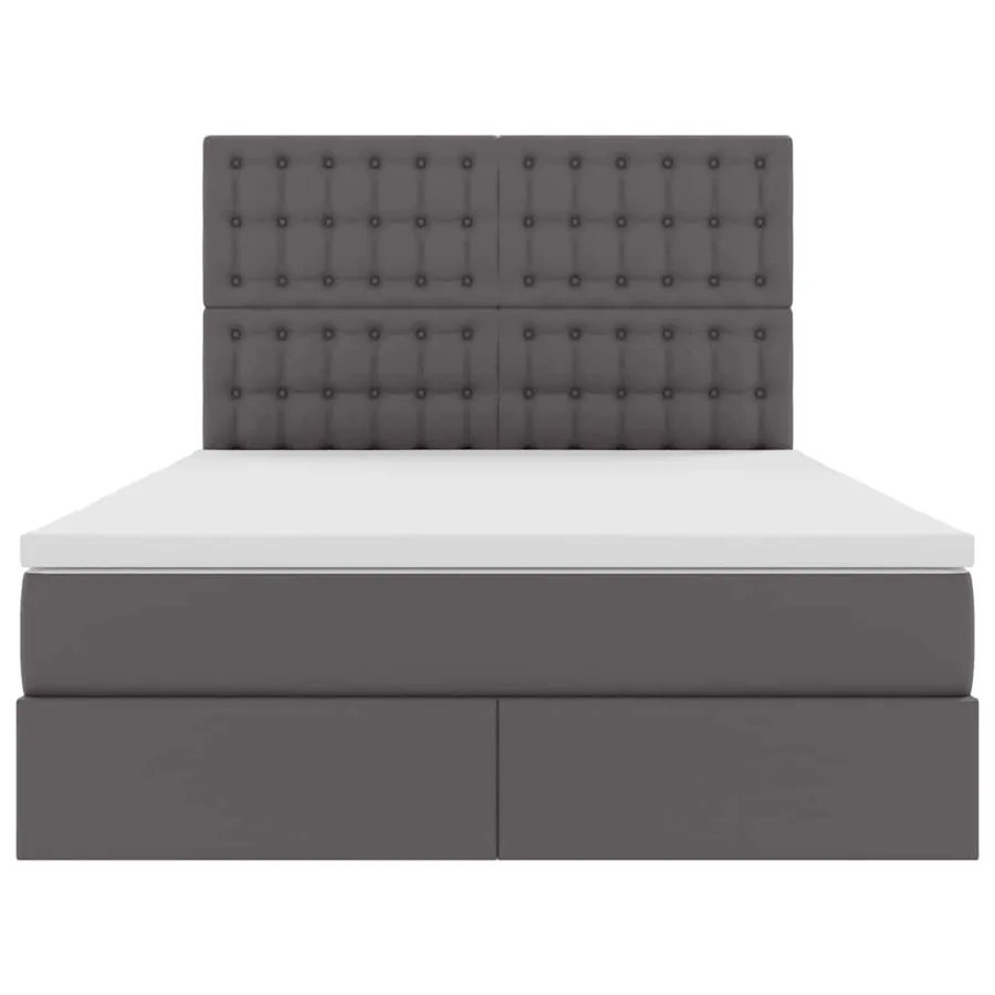 Lit de Rangement Gris 140 x 200 cm Cuir synthétique - 7