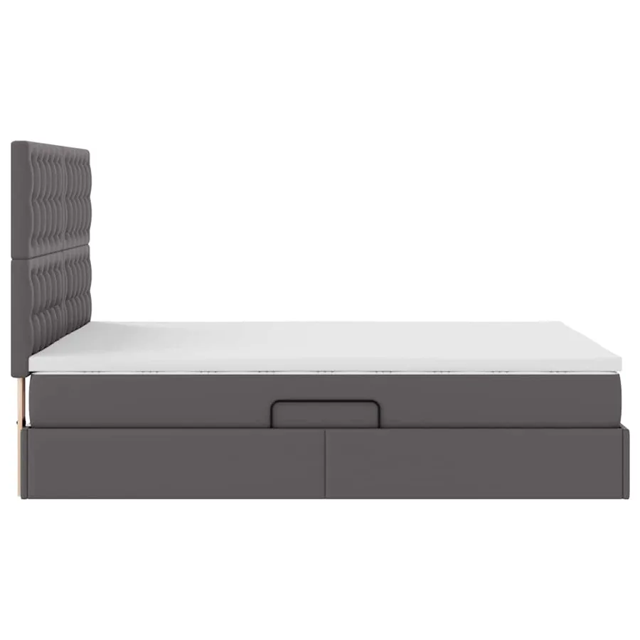 Lit de Rangement Gris 140 x 200 cm Cuir synthétique - 8