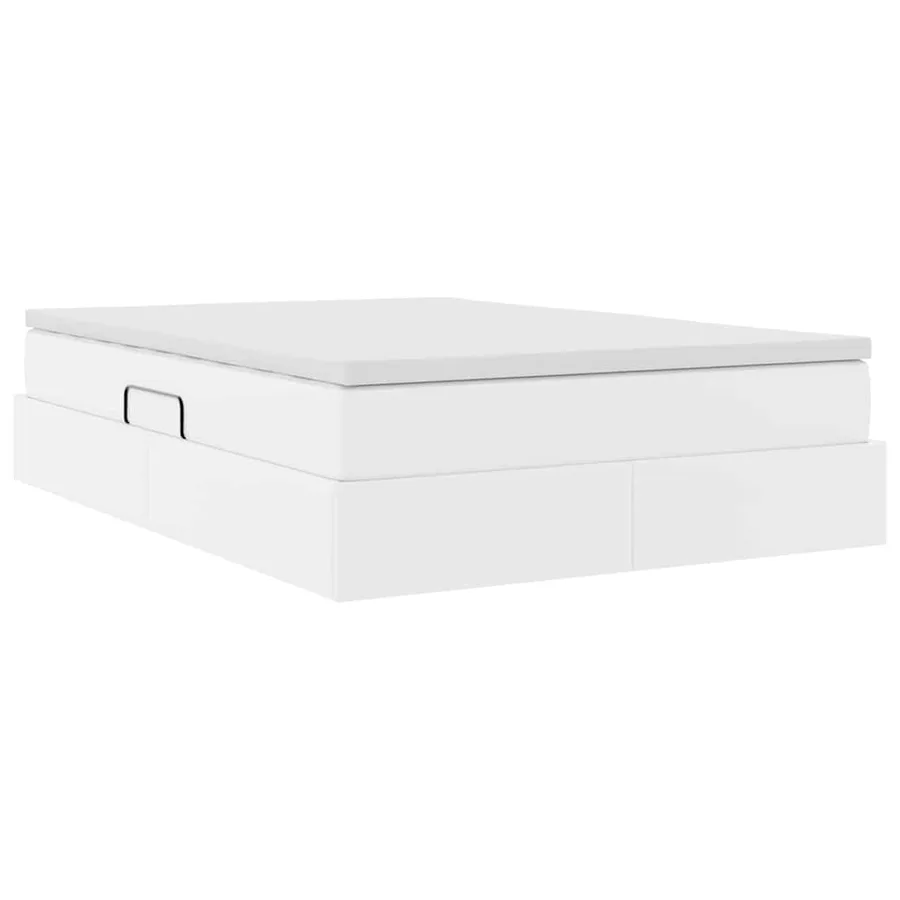 Lit avec rangement et matelas Blanc 140 x 200 cm Simili cuir - 10