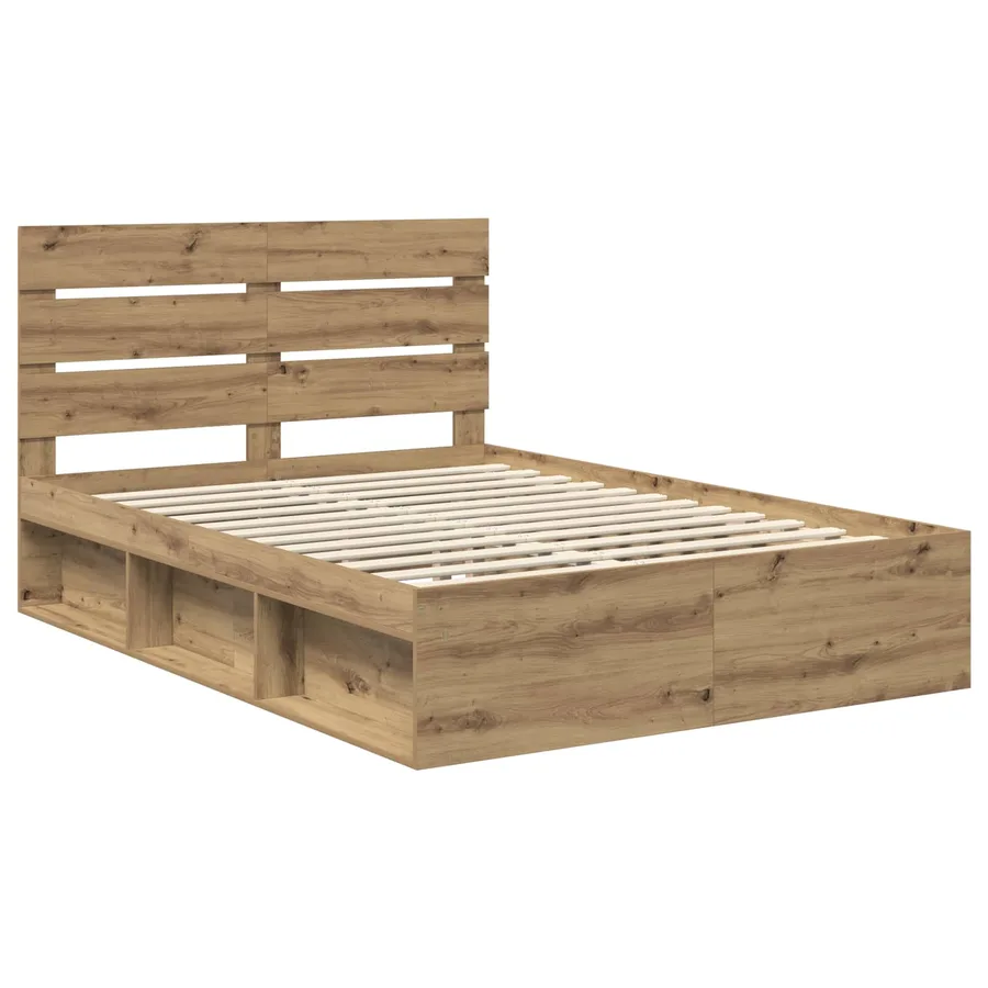 Cadre de lit Chêne artisan 140 x 200 cm Bois de pin massif - 4