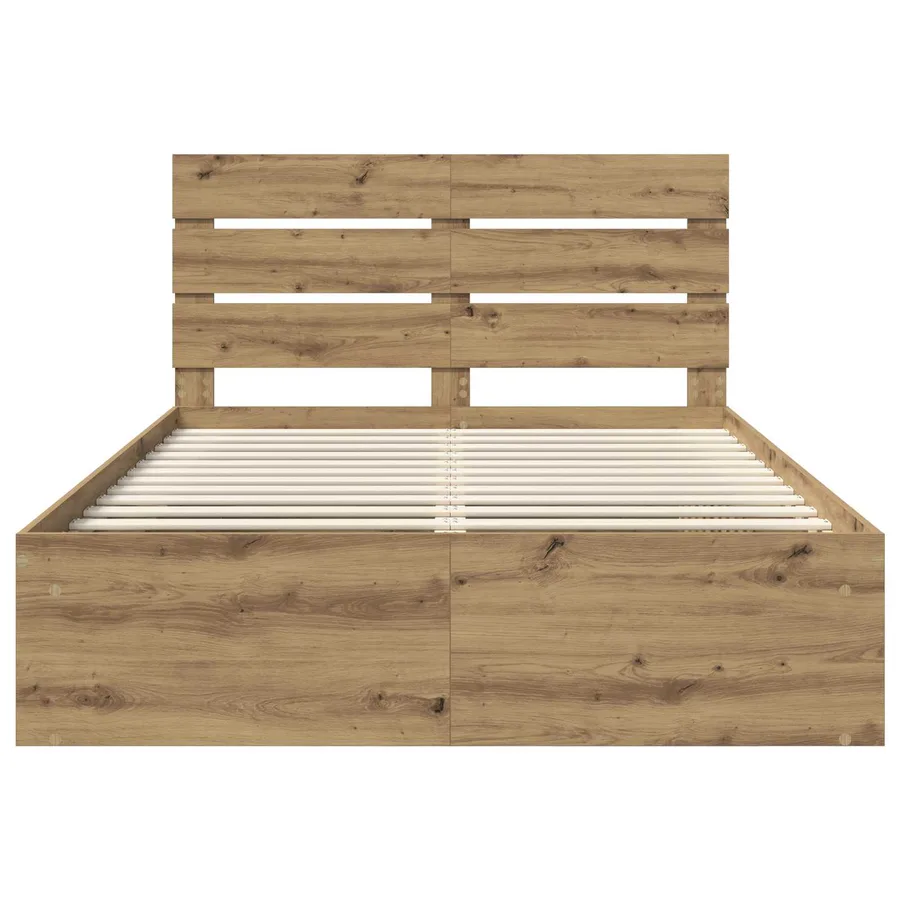 Cadre de lit Chêne artisan 140 x 200 cm Bois de pin massif - 7