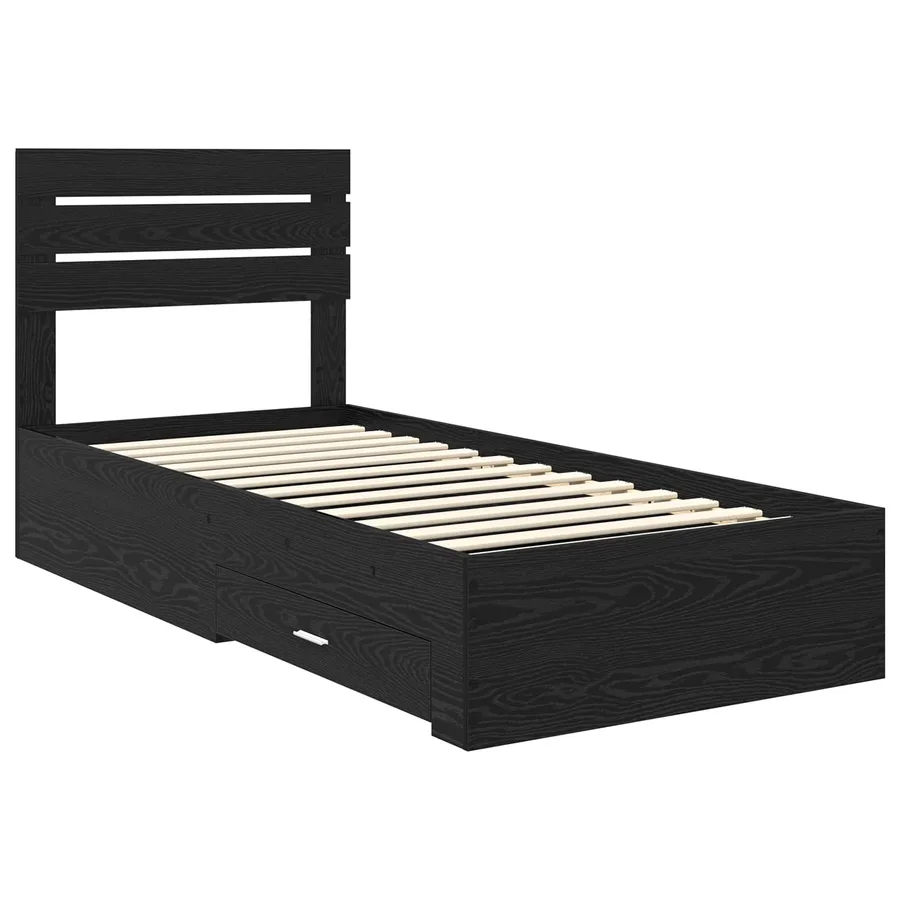 Cadre de lit Chêne noir 90 x 200 cm Bois d'ingénierie - 4